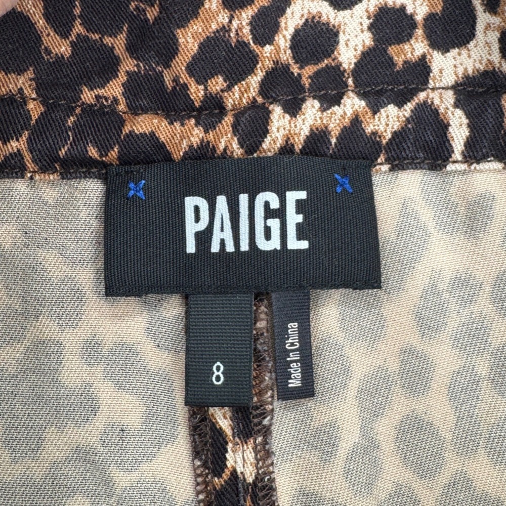PAIGE Wide Leg Pants Womens 8 Leopard Print Drawstring Festival Indie Sleaze - Picture 9 of 11